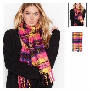 Victoria's Secret Fuchsia and Yellow Plaid Winter Scarf 2019